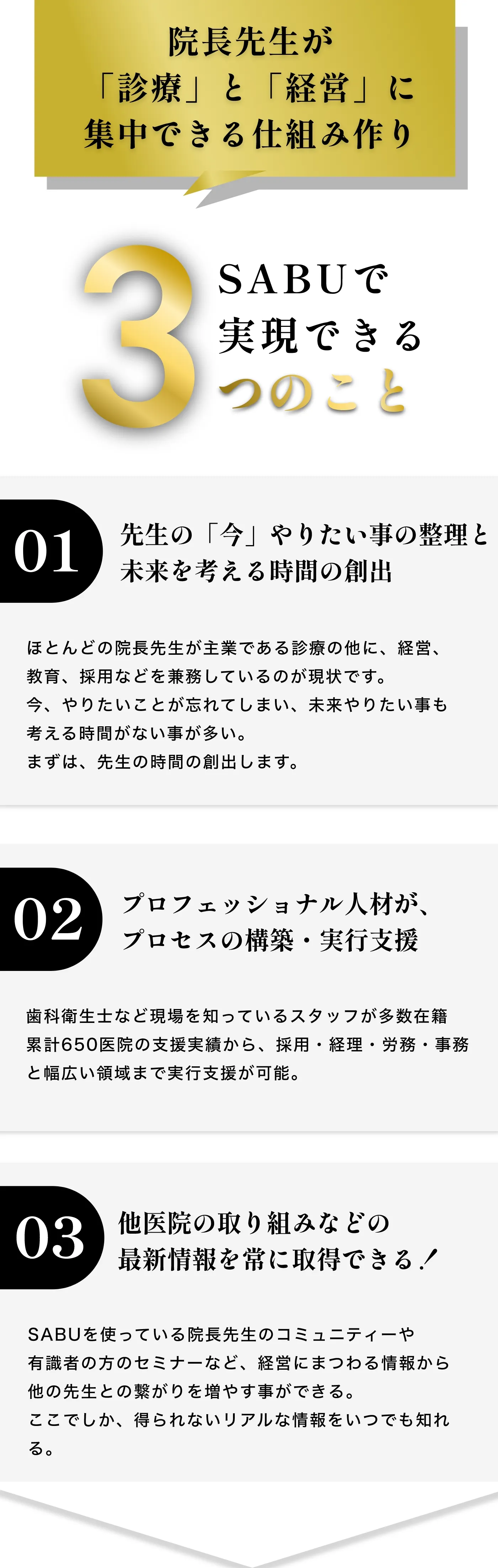 院長先生が「診療」と「経営」に集中できる仕組み作り　サブで実現できる3つのこと
